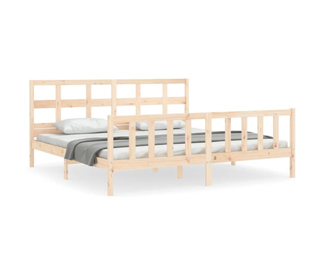 Conforama Estructura de cama con cabecero madera maciza 200x200 cm