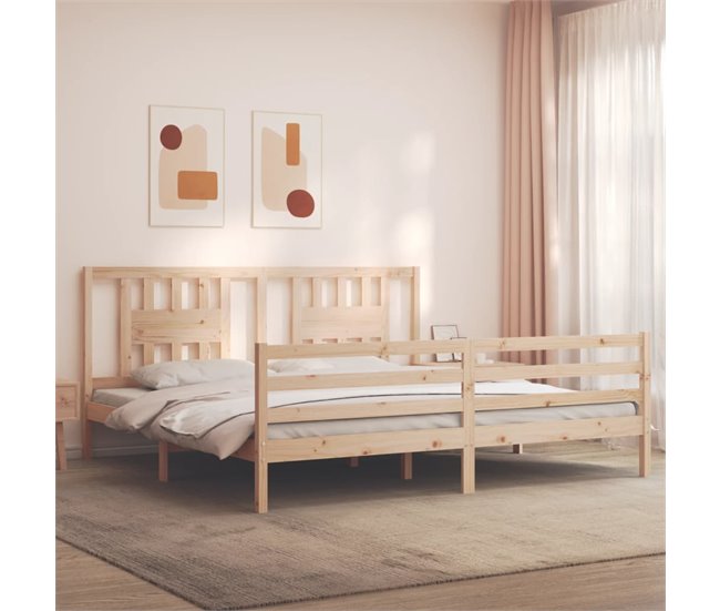 Conforama Estructura De Cama Con Cabecero Madera Maciza 200x200 Cm