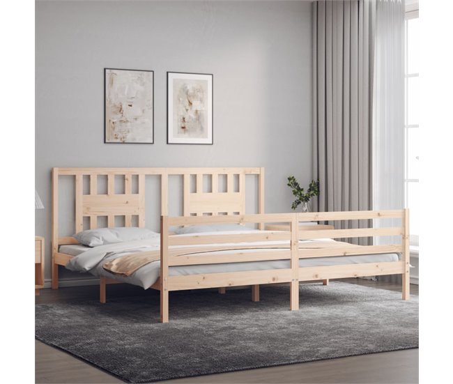 Conforama Estructura De Cama Con Cabecero Madera Maciza 200x200 Cm