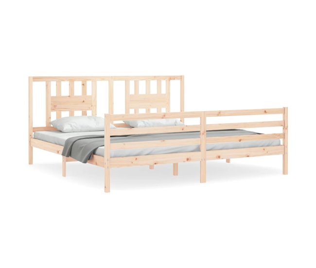 Conforama Estructura de cama con cabecero madera maciza 200x200 cm