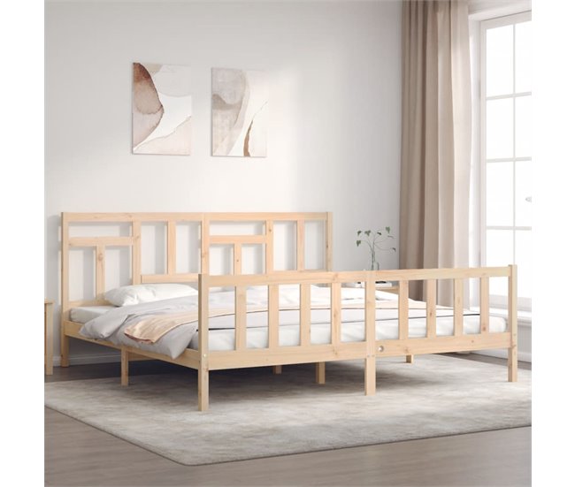 Conforama Estructura De Cama Con Cabecero Madera Maciza 200x200 Cm