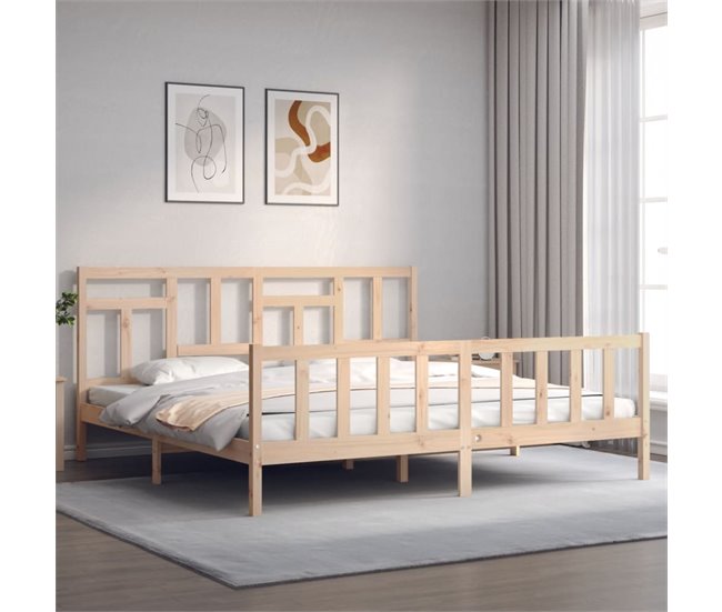 Conforama Estructura De Cama Con Cabecero Madera Maciza 200x200 Cm