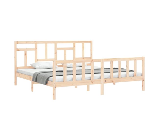 Conforama Estructura De Cama Con Cabecero Madera Maciza 200x200 Cm
