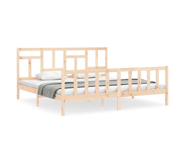 Conforama Estructura de cama con cabecero madera maciza 200x200 cm