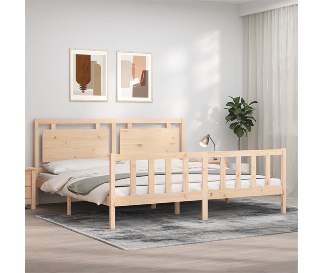 Conforama Estructura De Cama Con Cabecero Madera Maciza 200x200 Cm