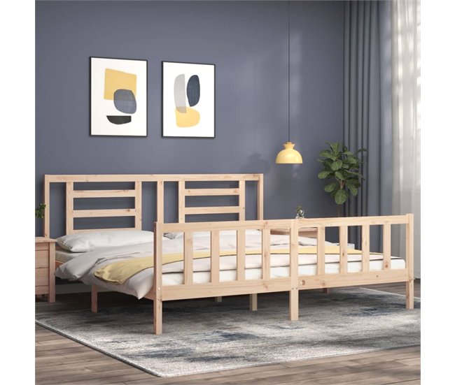 Conforama Estructura De Cama Con Cabecero Madera Maciza 200x200 Cm