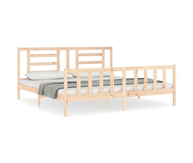 Conforama Estructura de cama con cabecero madera maciza 200x200 cm