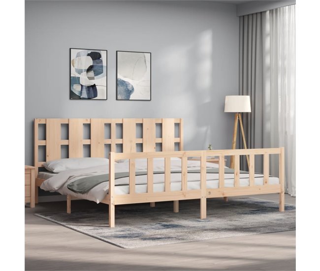 Conforama Estructura De Cama Con Cabecero Madera Maciza 200x200 Cm