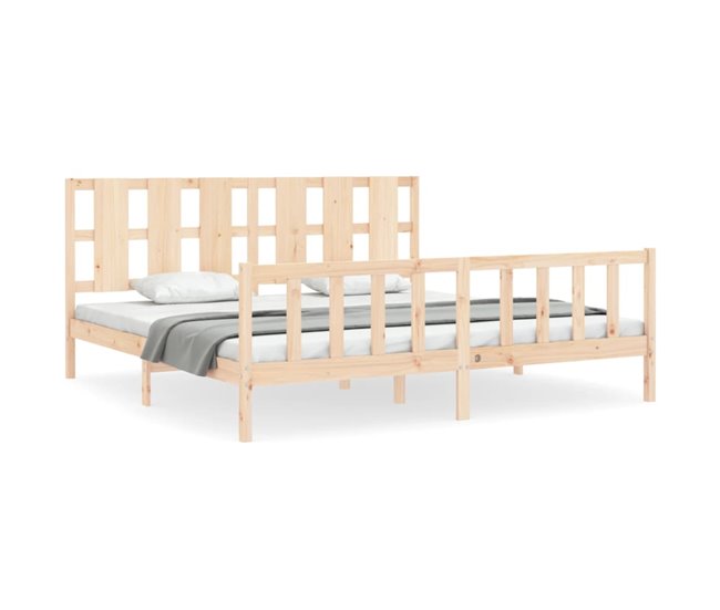 Conforama Estructura de cama con cabecero madera maciza 200x200 cm
