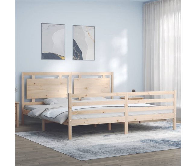 Conforama Estructura De Cama Con Cabecero Madera Maciza 200x200 Cm