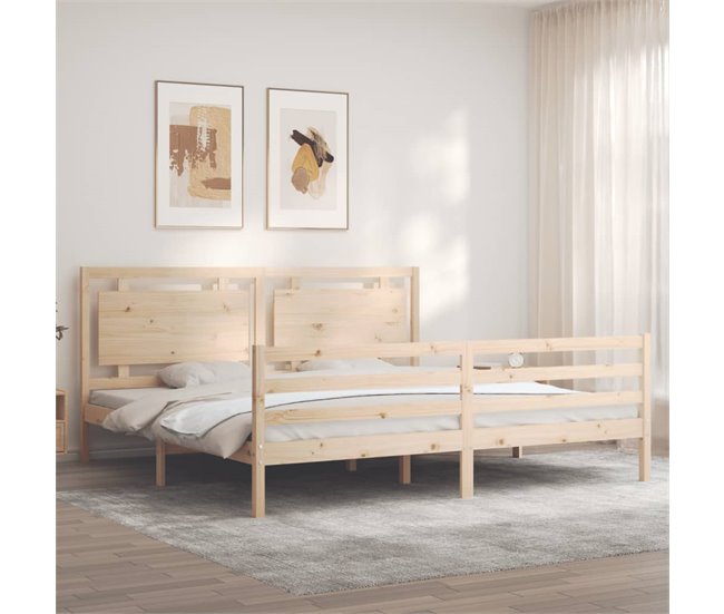 Conforama Estructura De Cama Con Cabecero Madera Maciza 200x200 Cm
