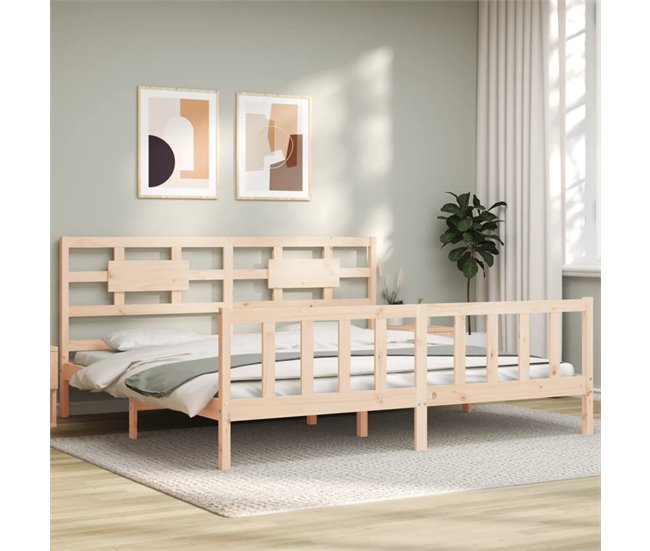 Conforama Estructura De Cama Con Cabecero Madera Maciza 200x200 Cm