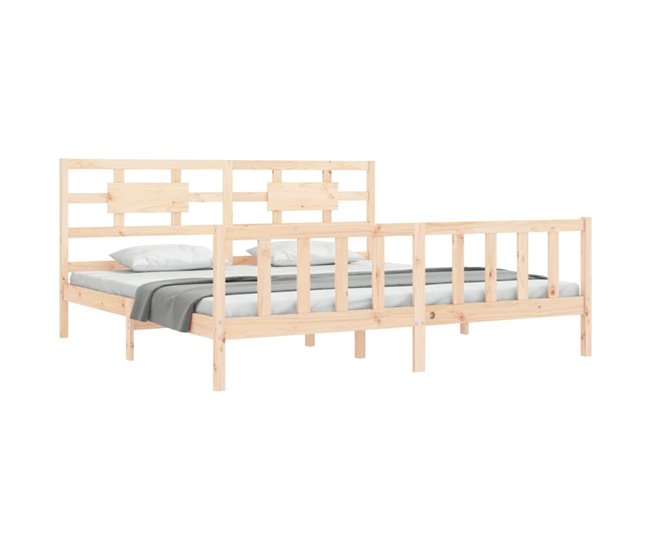 Conforama Estructura De Cama Con Cabecero Madera Maciza 200x200 Cm