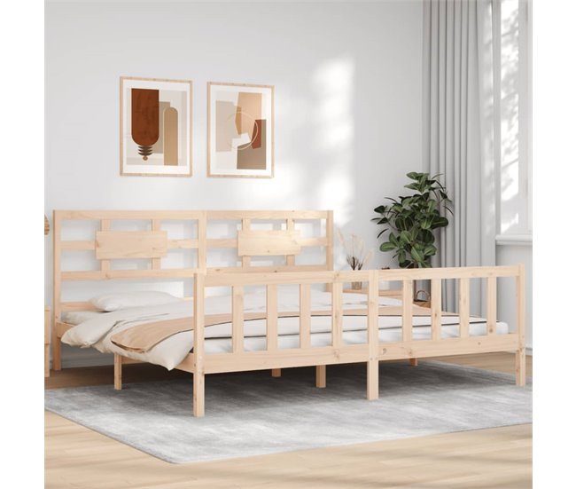 Conforama Estructura De Cama Con Cabecero Madera Maciza 200x200 Cm