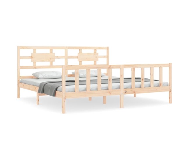 Conforama Estructura de cama con cabecero madera maciza 200x200 cm