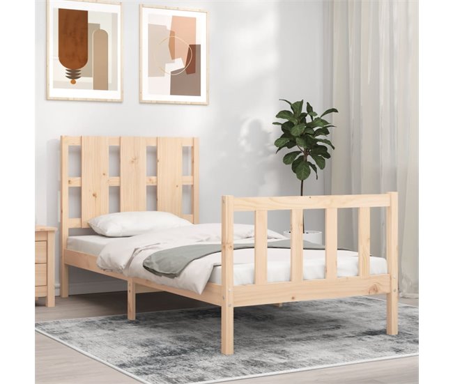 Conforama Estructura De Cama Con Cabecero Madera Maciza 90x190 Cm
