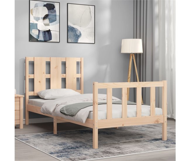 Conforama Estructura De Cama Con Cabecero Madera Maciza 90x190 Cm