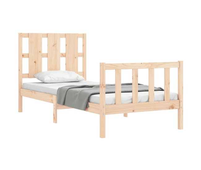 Conforama Estructura De Cama Con Cabecero Madera Maciza 90x190 Cm