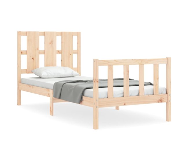 Conforama Estructura de cama con cabecero madera maciza 90x190 cm