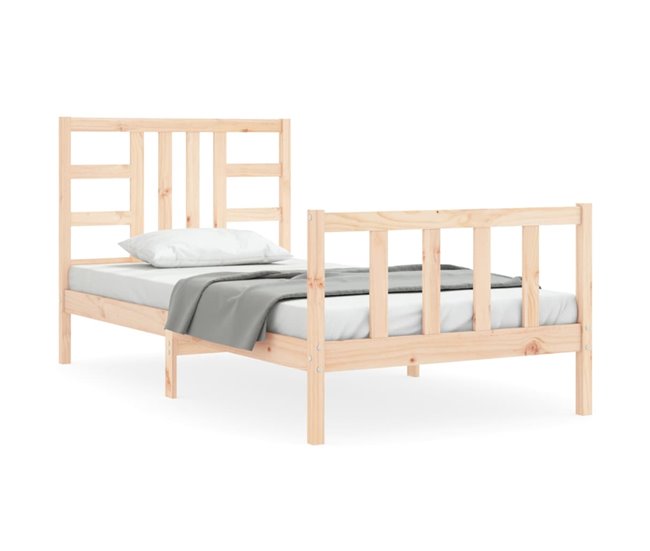 Conforama Estructura de cama con cabecero madera maciza 90x190 cm