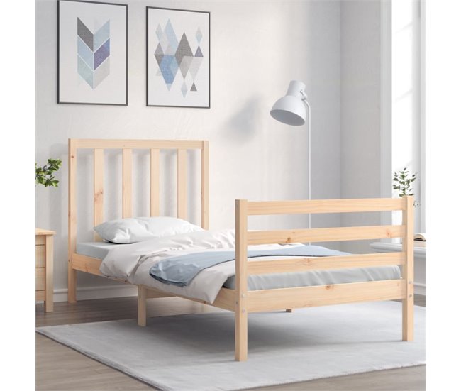 Conforama Estructura De Cama Con Cabecero Madera Maciza 90x200 Cm