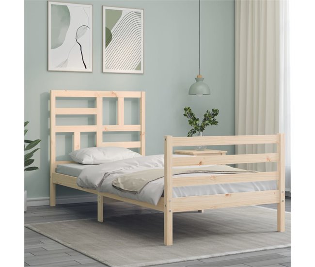 Conforama Estructura De Cama Con Cabecero Madera Maciza 90x200 Cm