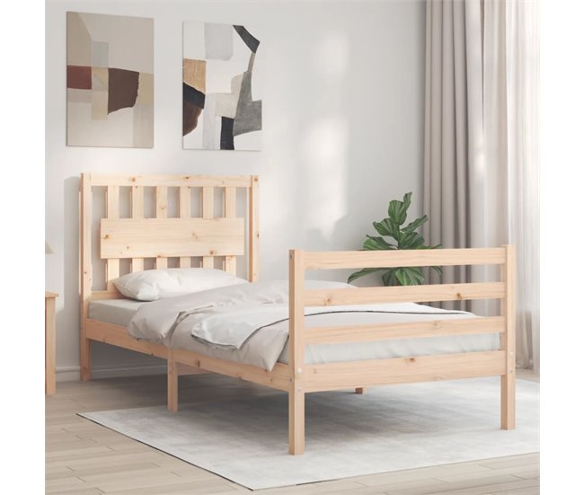 Conforama Estructura De Cama Con Cabecero Madera Maciza 90x200 Cm