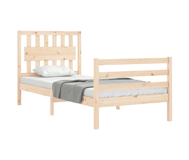 Conforama Estructura De Cama Con Cabecero Madera Maciza 90x200 Cm