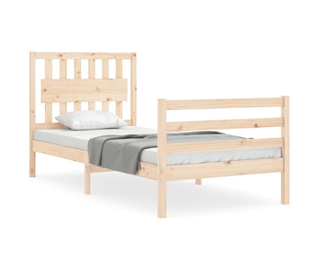 Conforama Estructura de cama con cabecero madera maciza 90x200 cm