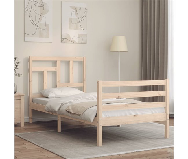 Conforama Estructura De Cama Con Cabecero Madera Maciza 90x200 Cm