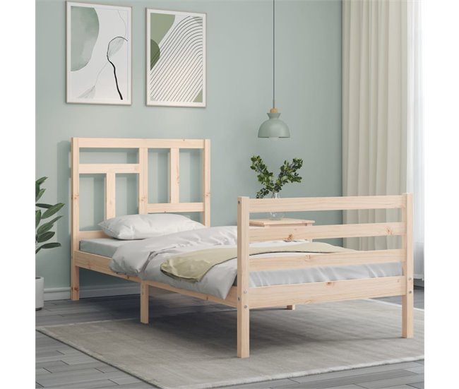 Conforama Estructura De Cama Con Cabecero Madera Maciza 90x200 Cm