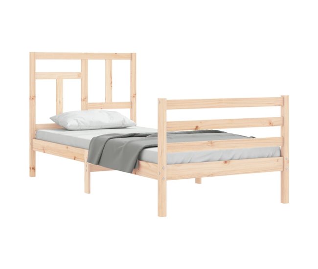 Conforama Estructura De Cama Con Cabecero Madera Maciza 90x200 Cm