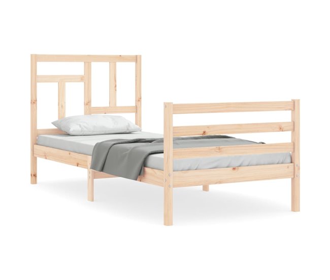 Conforama Estructura de cama con cabecero madera maciza 90x200 cm