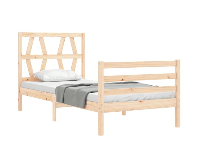 Conforama Estructura De Cama Con Cabecero Madera Maciza 90x200 Cm
