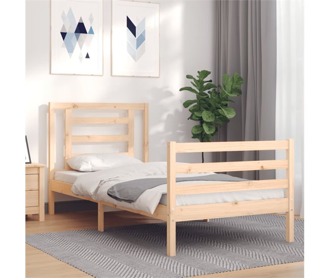 Conforama Estructura De Cama Con Cabecero Madera Maciza 90x200 Cm