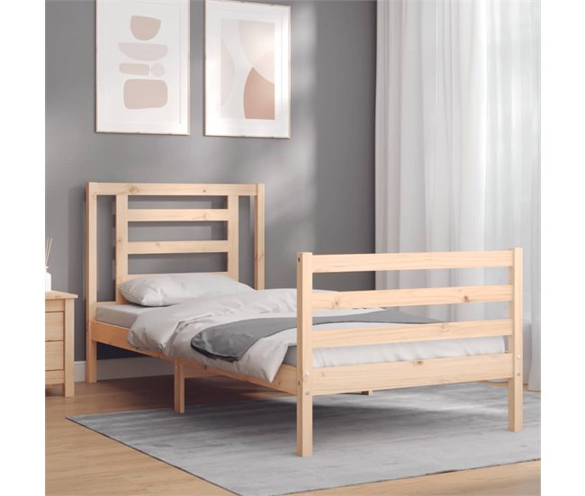 Conforama Estructura De Cama Con Cabecero Madera Maciza 90x200 Cm