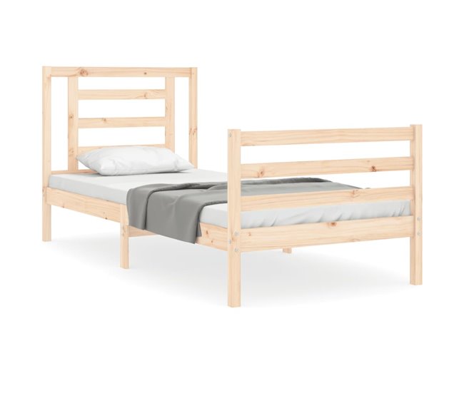 Conforama Estructura de cama con cabecero madera maciza 90x200 cm