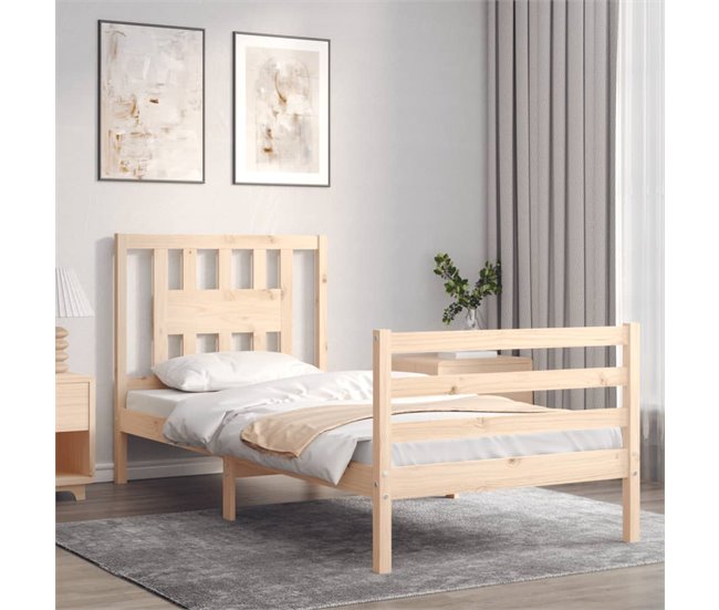 Conforama Estructura De Cama Con Cabecero Madera Maciza 90x200 Cm