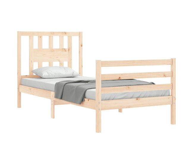 Conforama Estructura De Cama Con Cabecero Madera Maciza 90x200 Cm