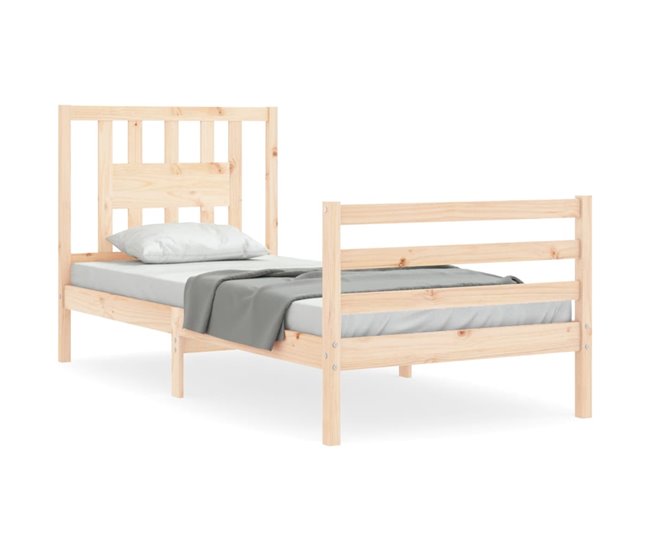 Conforama Estructura de cama con cabecero madera maciza 90x200 cm