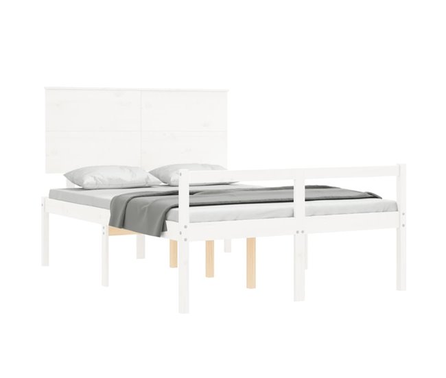 Conforama Estructura De Cama Con Cabecero Madera Maciza Blanco 120x200 Cm