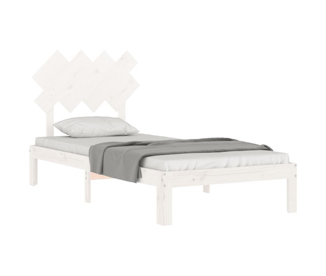 Conforama Estructura De Cama Con Cabecero Madera Maciza Blanco 90x200 Cm