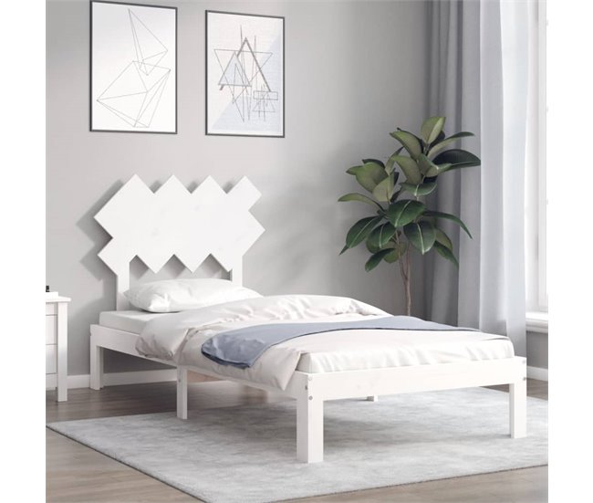 Conforama Estructura De Cama Con Cabecero Madera Maciza Blanco 90x200 Cm