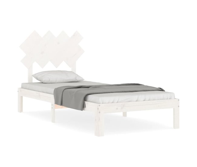 Conforama Estructura De Cama Con Cabecero Madera Maciza Blanco 90x200 Cm
