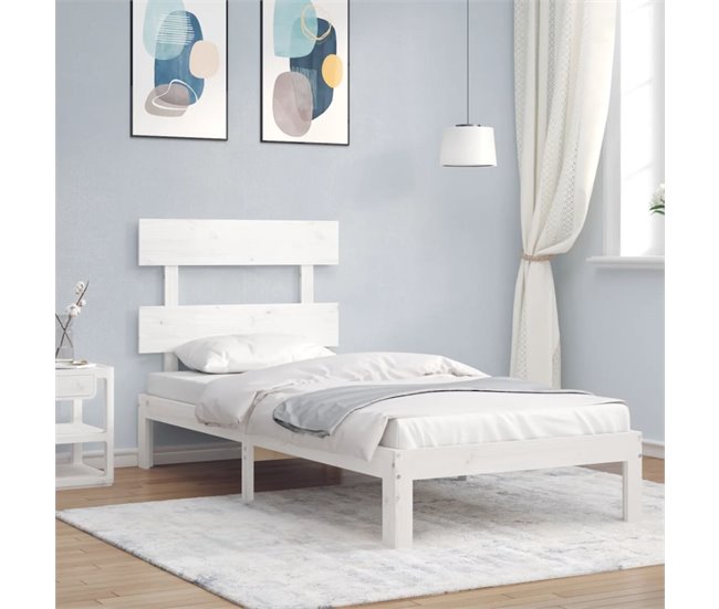 Conforama Estructura De Cama Con Cabecero Madera Maciza Blanco 100x200 Cm Con Cabecero