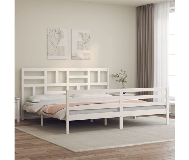Conforama Estructura De Cama Con Cabecero Madera Maciza Blanco 200x200cm