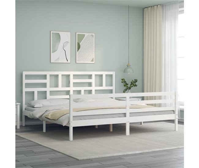 Conforama Estructura De Cama Con Cabecero Madera Maciza Blanco 200x200cm