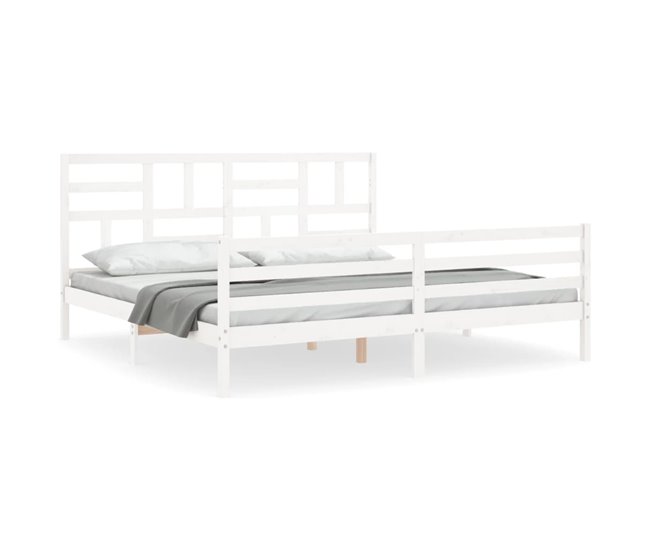 Conforama Estructura de cama con cabecero madera maciza blanco 200x200cm