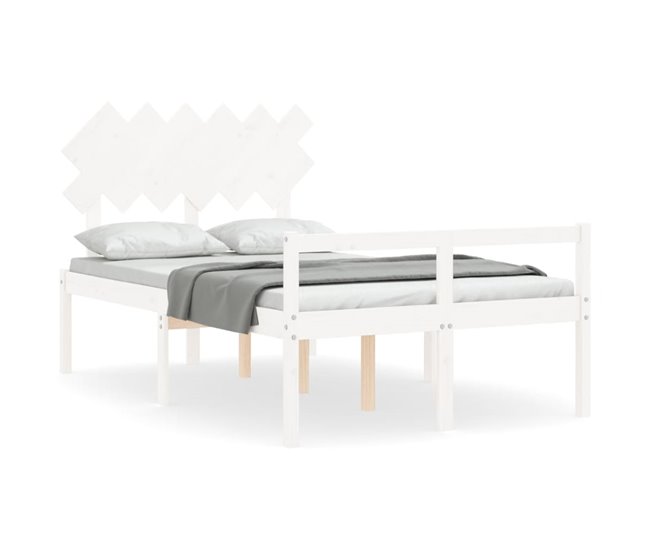 Conforama Estructura De Cama Con Cabecero Madera Maciza Blanco 120x200 Cm