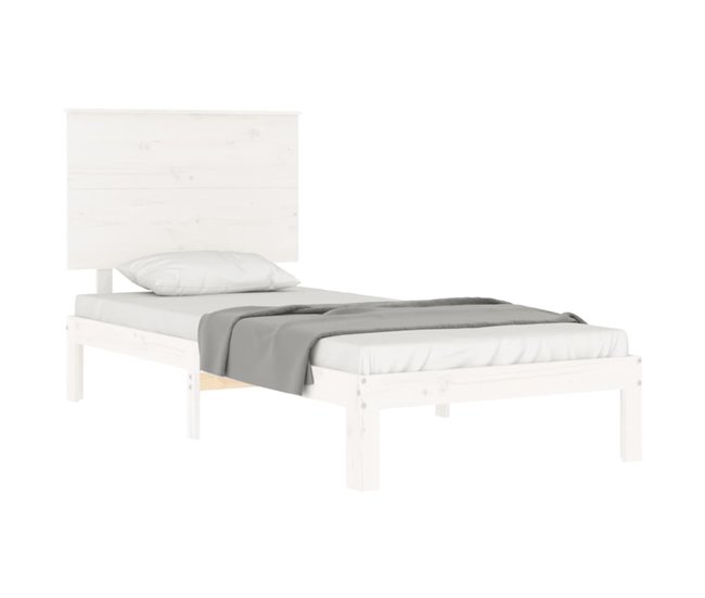 Conforama Estructura De Cama Con Cabecero Madera Maciza Blanco 90x200 Cm